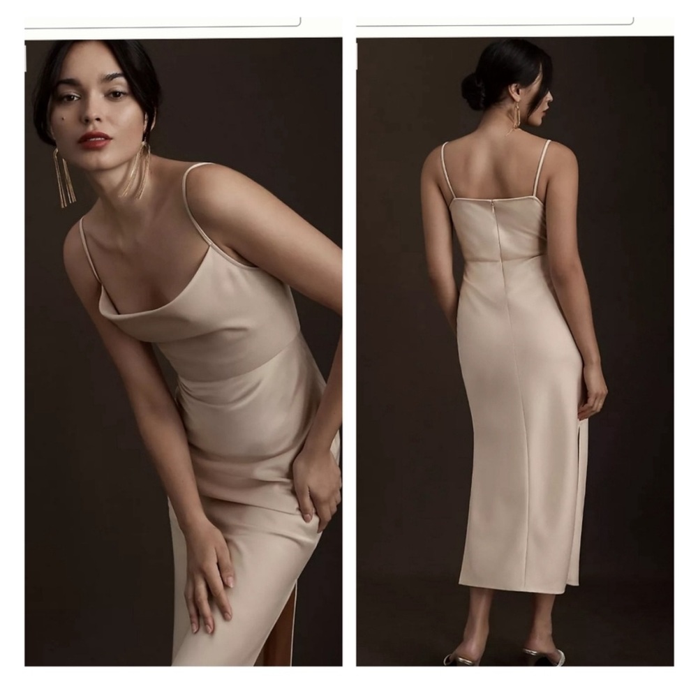 BHLDN Cali Satin Cowl Neck Dress